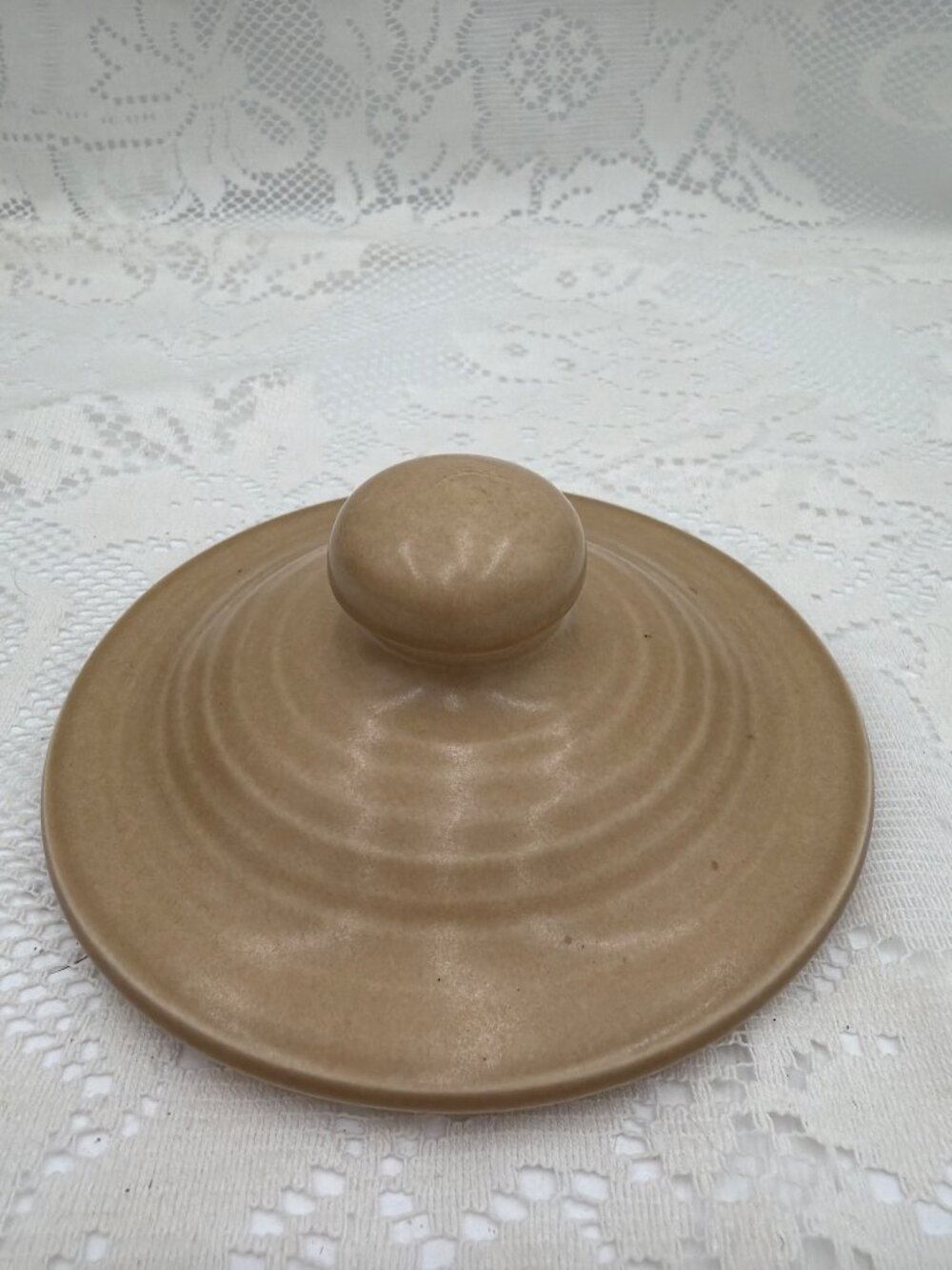 Ceramic Replacement Lid Tan Ribbed 504 For Casserole Dish Or Pot